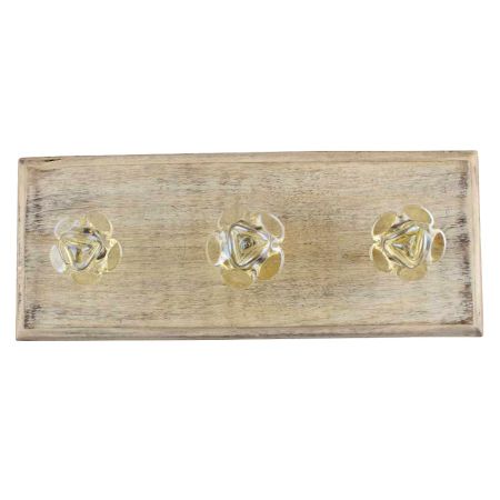 Yellow Glass Rose Wooden Hooks 